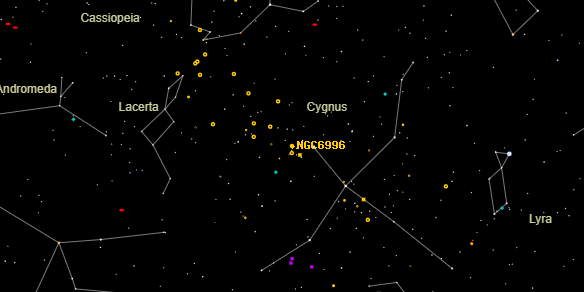 NGC6996 on the sky map