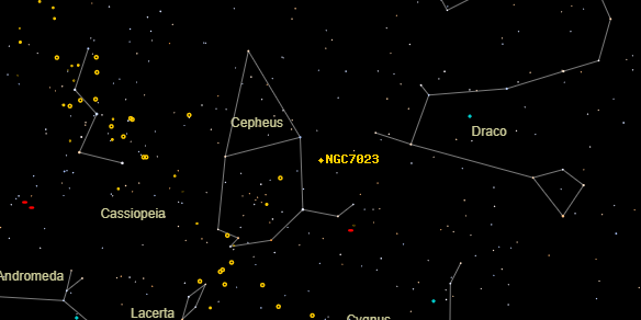 NGC7023 on the sky map