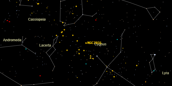 NGC7031 on the sky map