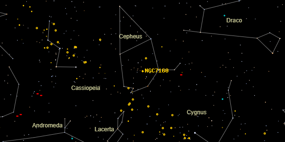 NGC7160 on the sky map