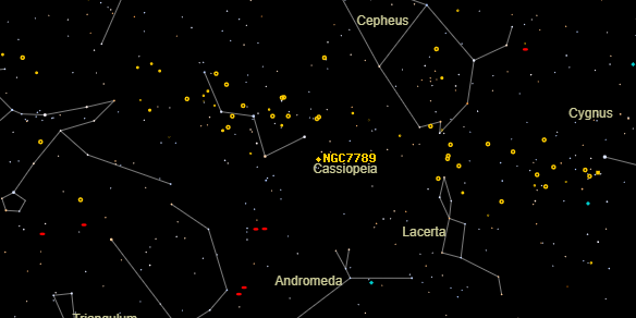 NGC7789 on the sky map