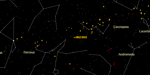 h Per Cluster (NGC869) on the sky map